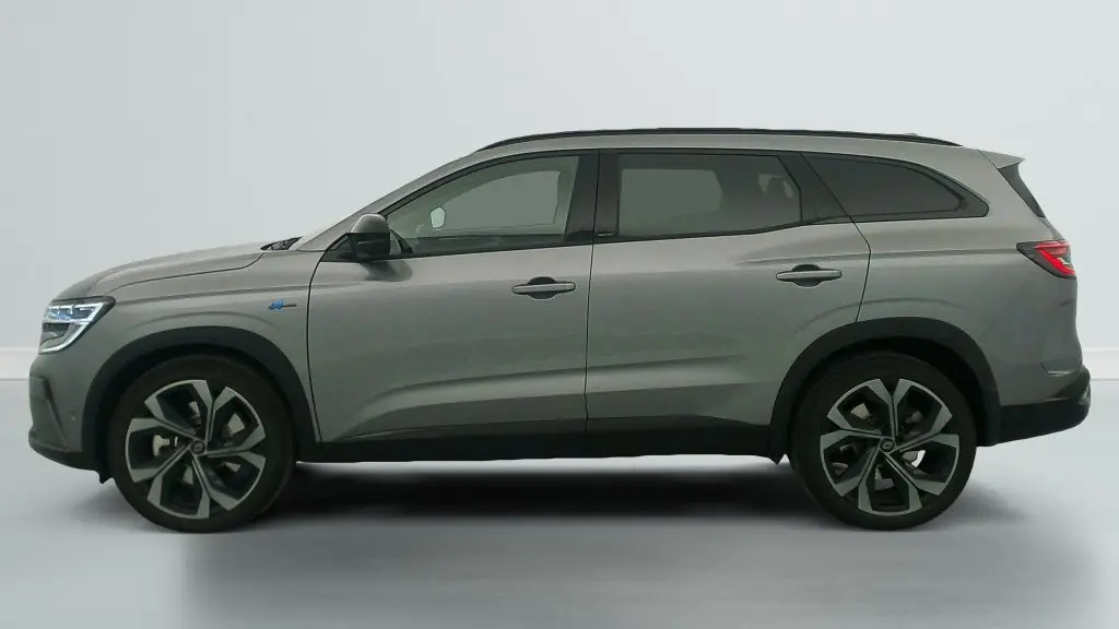 Profil côté gauche du Renault Espace gris schiste avec jantes alliage 20'' Daytona et calandre esprit Alpine à damiers