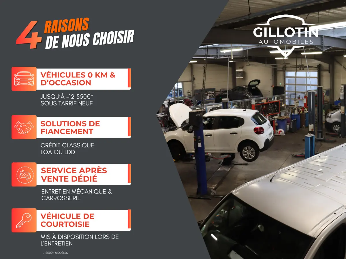 Je ne vois pas de véhicule Alfa Romeo Stelvio gris foncé dans cette image, mais plutôt un atelier avec plusieurs voitures en réparation.