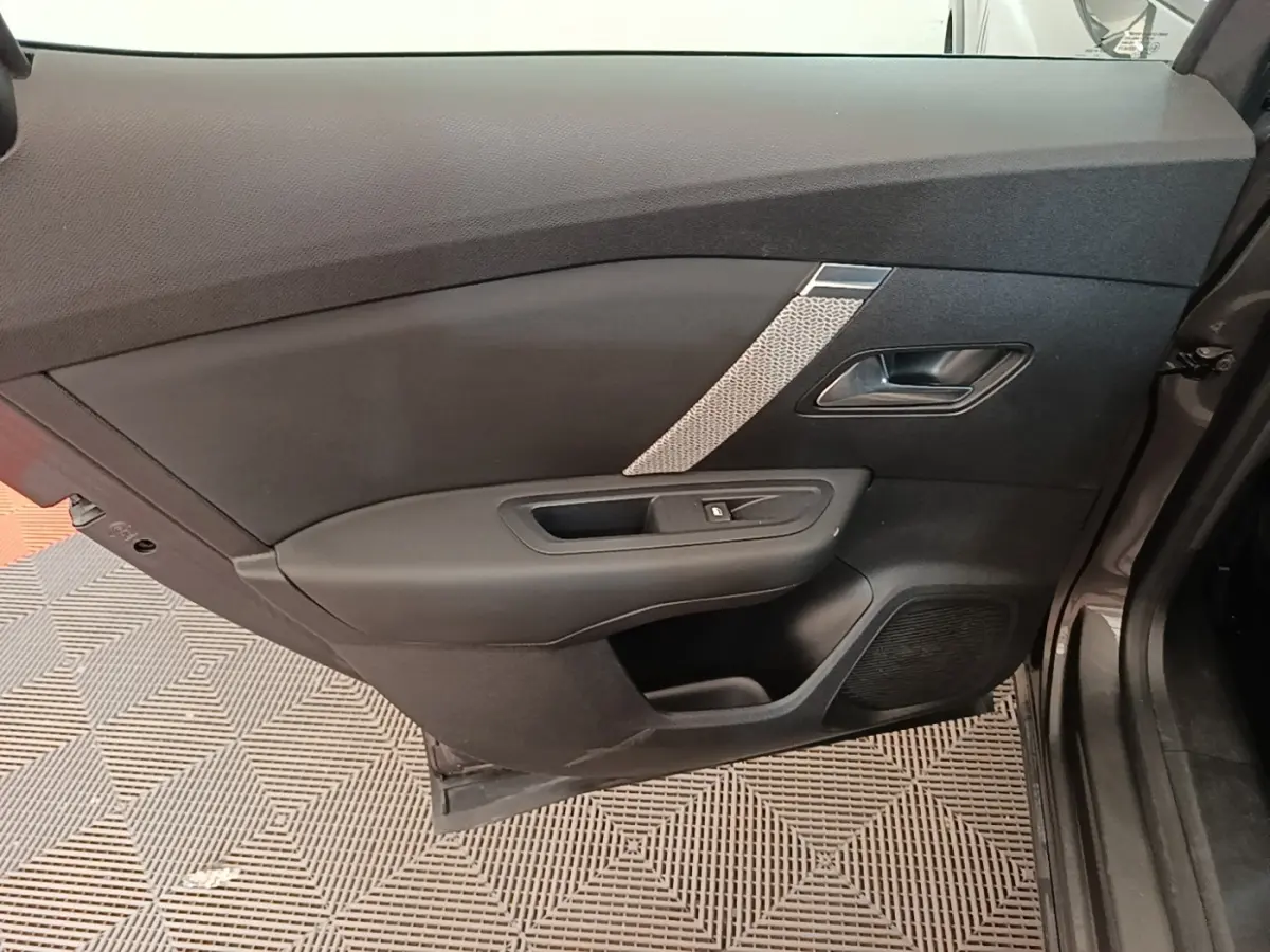 Vue intérieure côté gauche de la porte arrière d'une Citroën C4 gris clair avec poignée et commande de vitre.