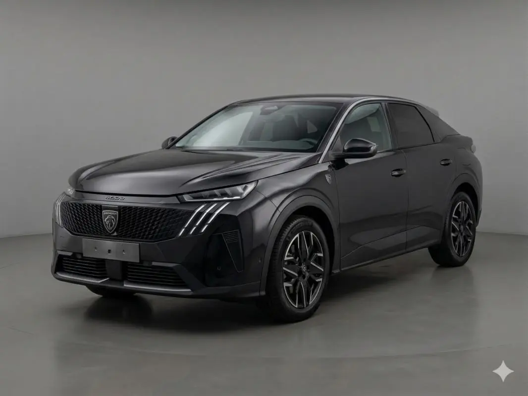 Peugeot 3008 Hybrid 145 e-DCS6 GT noir, vue 3/4 avant droit, jantes alliage 19 pouces et toit ouvrant visibles.