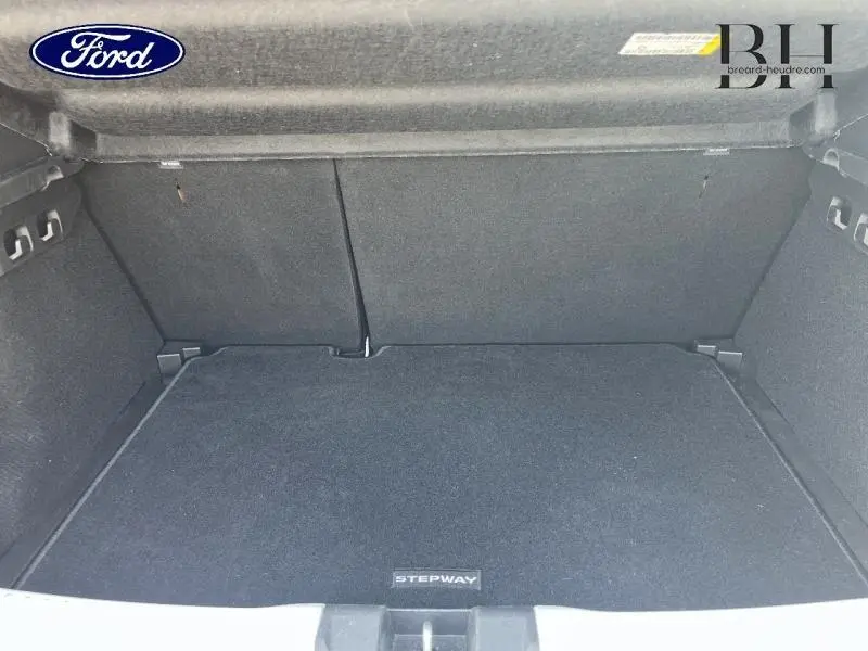 Coffre ouvert vu de face, intérieur noir avec tapis Stepway, sans chargement visible.