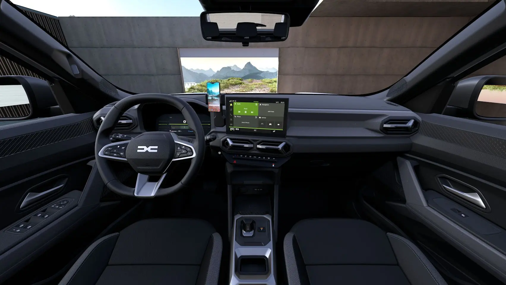 Vue de profil droit du Dacia Duster Hybrid 155 Journey blanc glacier avec jantes noires et détails noirs contrastants.