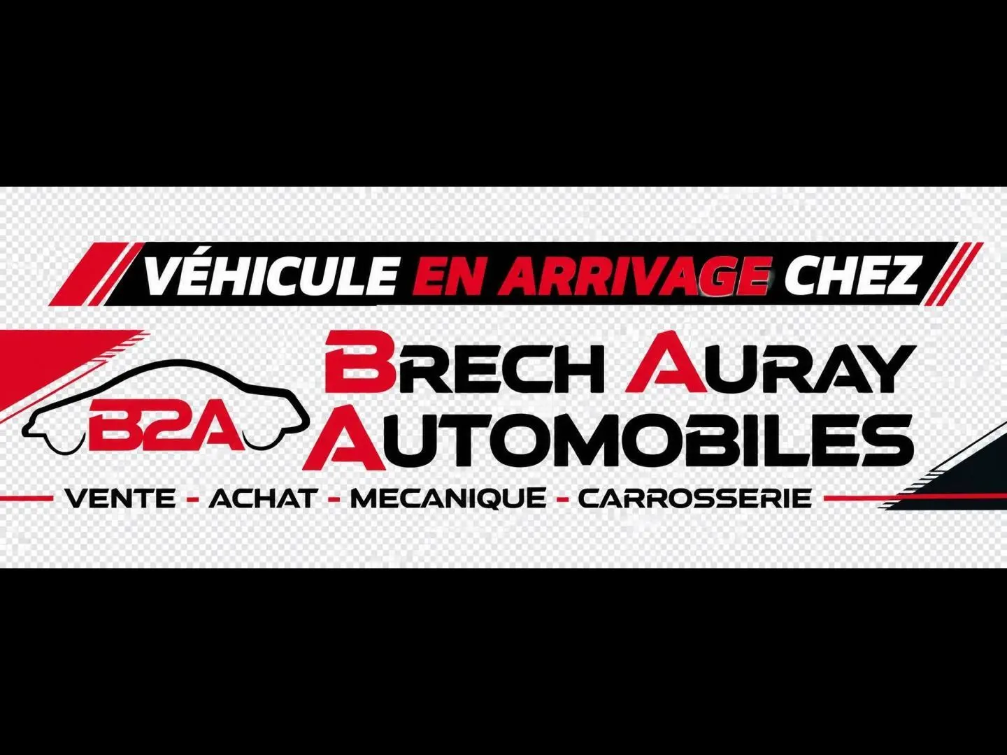 Bannière publicitaire sans image de véhicule, annonçant l'arrivée de voitures chez Brech Auray Automobiles.