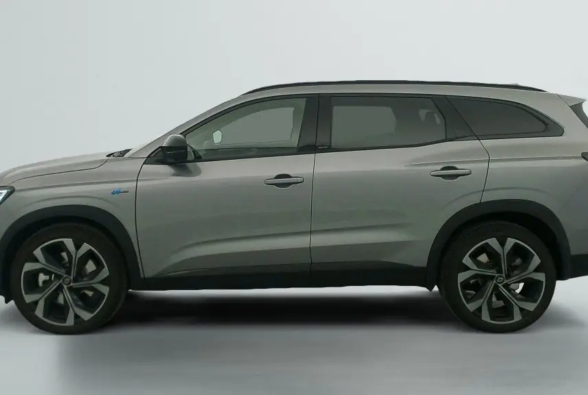 Profil côté gauche du Renault Espace gris schiste avec jantes alliage 20'' Daytona et calandre esprit Alpine à damiers