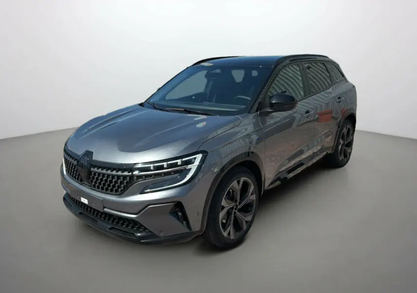 Renault Austral E-Tech 200 Esprit Alpine gris schiste avec toit noir, vue 3/4 avant côté droit.