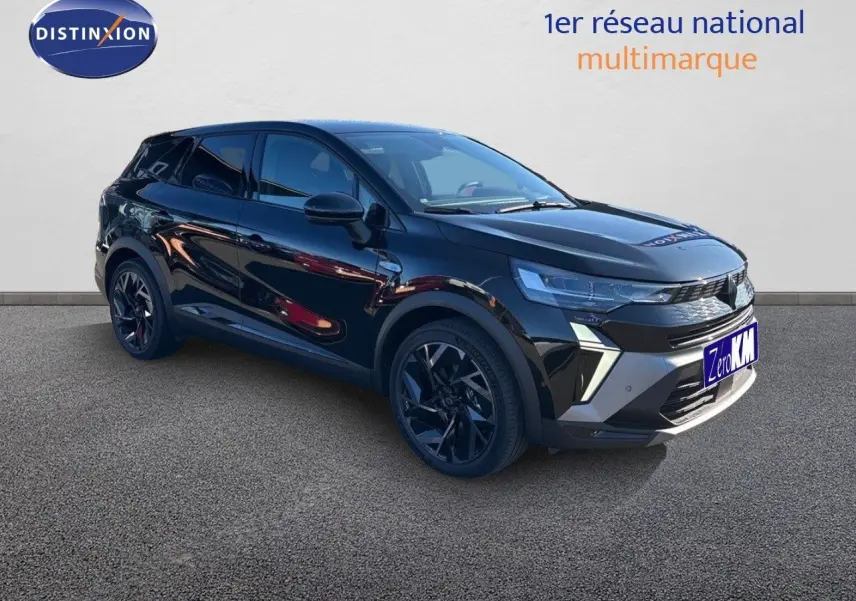 Renault Symbioz 2025 noir étoile métal en 3/4 avant droit avec jantes noires et détails avant modernes.