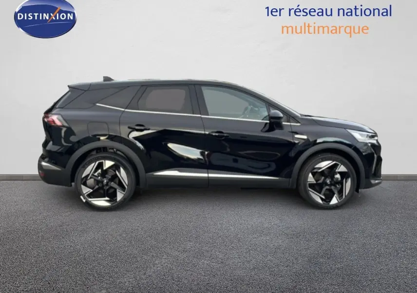 Profil côté gauche du Renault SYMBIOZ 1.6 E-TECH F.HYBRID Iconic noir étoile métal avec jantes bi-ton stylisées.