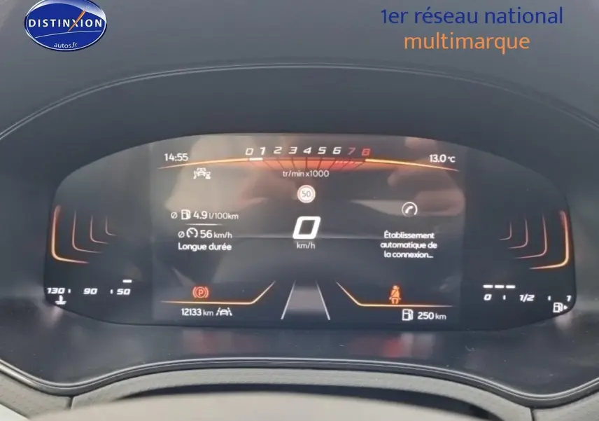 Affichage numérique du tableau de bord de la SEAT Ibiza 2025, avec compte-tours et vitesse à 0 km/h.