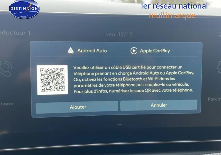 Vue rapprochée de l’écran tactile du Hyundai Tucson 2025 affichant la connexion Android Auto et Apple CarPlay.
