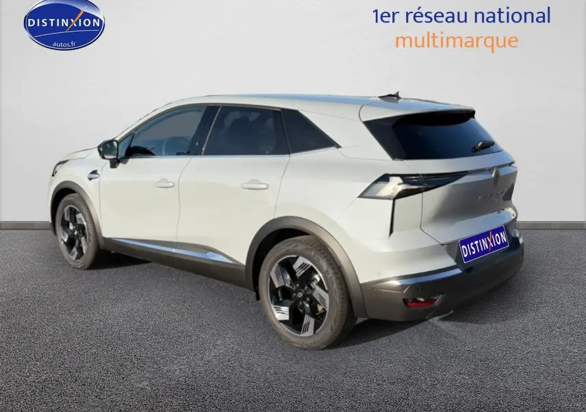Vue 3/4 arrière droite du Renault Symbioz gris rafale avec jantes alliage 18 pouces et vitres surteintées.