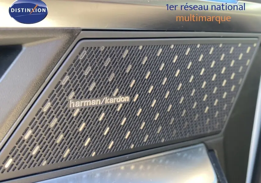 Gros plan sur le haut-parleur Harman/Kardon intégré à la porte intérieure du Renault Austral blanc nacré 2024.