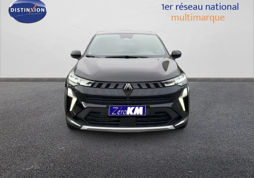 Renault Symbioz noir étoile métal vu de face, mettant en valeur sa calandre moderne et ses phares LED distinctifs.