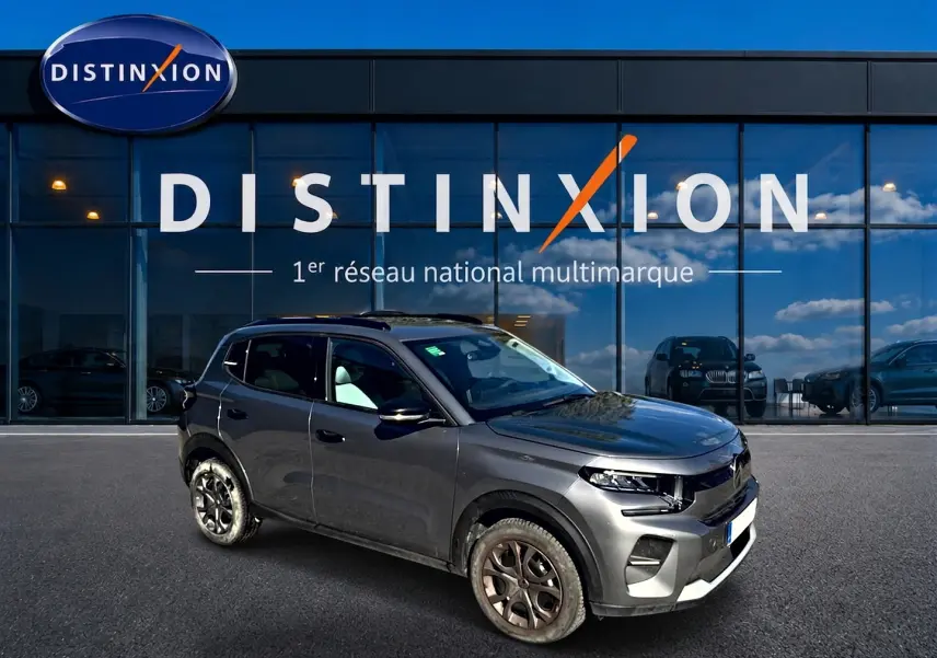 Citroën C3 1.2 turbo 100 essence gris mercure vue 3/4 avant droit devant concession Distinxion.