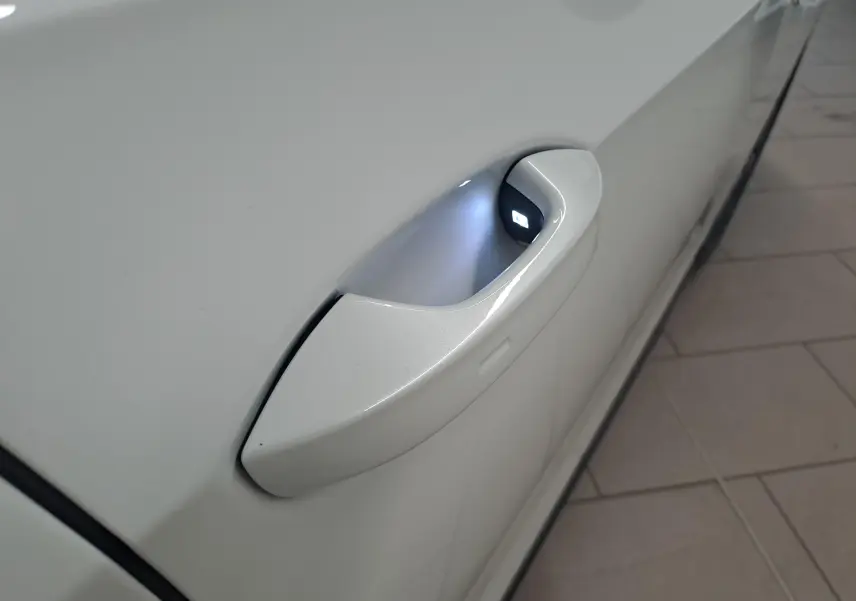 Poignée de porte avant droite blanche nacrée éclairée sur Volkswagen Golf 2.0 TDI 150 DSG7 R-Line Edition 2025.