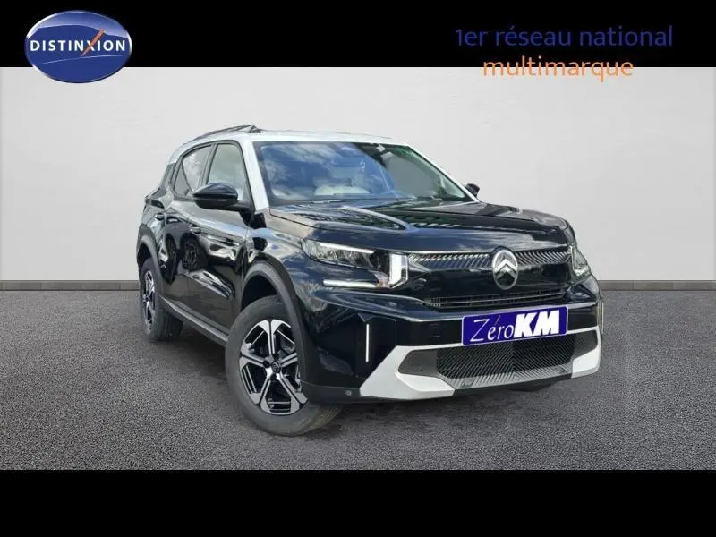 Citroën C3 Aircross noir vue 3/4 avant droit, avec jantes alu et calandre distinctive moderne.