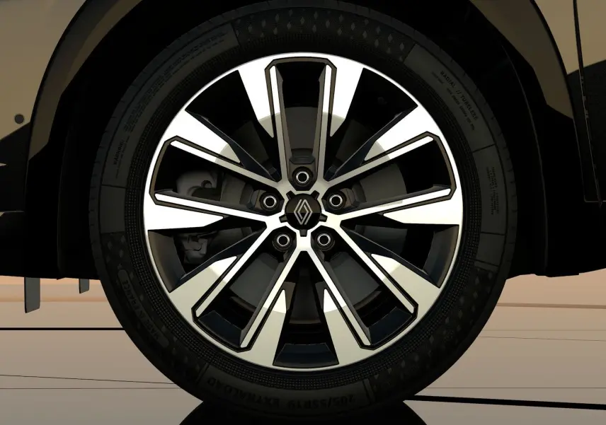 Gros plan sur la jante alliage noire et argentée du Renault Austral Full Hybrid 2026 couleur Noir Étoile.