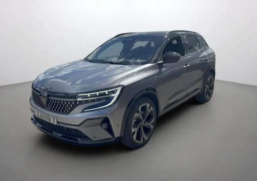 Renault Austral 200 Esprit Alpine gris schiste avec toit noir, vue 3/4 avant droit mettant en valeur ses phares LED et jantes 20 pouces.