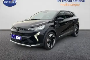 Renault Symbioz noir en 3/4 avant droit, avec calandre moderne et jantes au design géométrique distinctif.