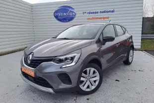 Renault Captur 1.6 E-Tech Hybrid 145ch Business gris cassiopée métal, vue 3/4 avant droit avec jantes alliage.