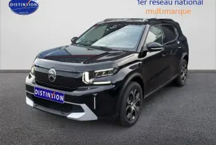 Citroën C3 Aircross noir vue 3/4 avant droit, avec jantes spécifiques et calandre moderne distinctive.