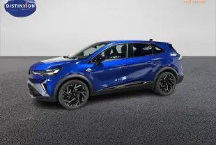 Renault Symbioz bleu Iron vue de profil côté gauche, avec jantes noires et détails noirs brillants.