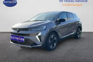 Renault Symbioz gris cassiopée métal en 3/4 avant droit, SUV hybride avec calandre et jantes distinctives.