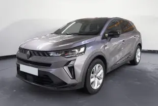 Renault Symbioz E-Tech Full Hybrid gris cassiopée, vue 3/4 avant droit, avec calandre moderne et jantes blanches.