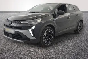 Renault Symbioz noir en 3/4 avant droit, avec feux LED distinctifs et jantes alliage modernes.