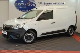 Renault Express blanc en vue de profil côté gauche, fourgon utilitaire avec jantes acier et pare-chocs noirs.