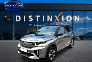 Citroën C3 Aircross gris mercury vue 3/4 avant droit devant showroom Distinxion, jantes alu et toit noir.