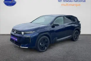 Citroën C5 Aircross bleu 3/4 avant droit avec jantes noires et phares LED modernes.
