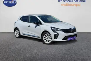 Renault Clio 1.5 dCi 100ch gris Rafale vue 3/4 avant droit, avec jantes alliage et feux LED distinctifs.