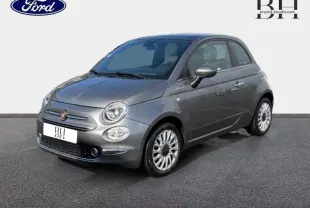 Fiat 500 Electroclash Grey Métal vue 3/4 avant droit, mettant en valeur sa silhouette compacte et ses jantes alu.