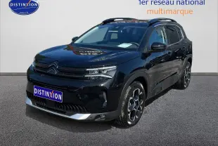 Citroën C5 Aircross noir en 3/4 avant droit avec toit bi-ton et jantes alu 18 pouces visibles.