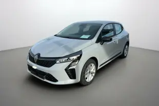 Renault Clio DCI 100 Evolution gris rafale, vue 3/4 avant droit avec feux full LED et calandre noire.