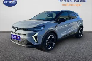 Renault Captur 1.0 ECO-G 100ch Techno gris Rafale métal avec toit noir, vue 3/4 avant droit sur fond neutre.