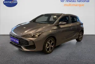 MG3 1.5 Hybrid 195ch Comfort en gris Hampstead, vue 3/4 avant avec jantes bi-ton et calandre noire.