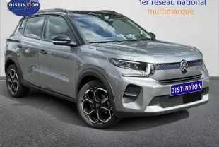 Citroën C3 1.2 Turbo 100ch MAX gris Mercury vue 3/4 avant avec jantes alu et toit noir contrasté.