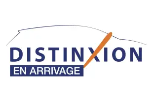 Logo Distinxion en bleu et orange sur fond blanc avec la mention "en arrivage" encadrée en bleu