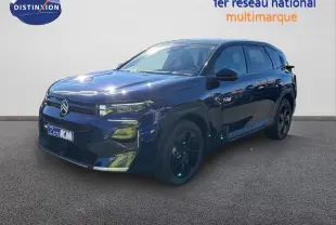 Citroën C5 Aircross Hybrid bleu Eclipse métal avec toit noir, vue 3/4 avant droit sur fond neutre.